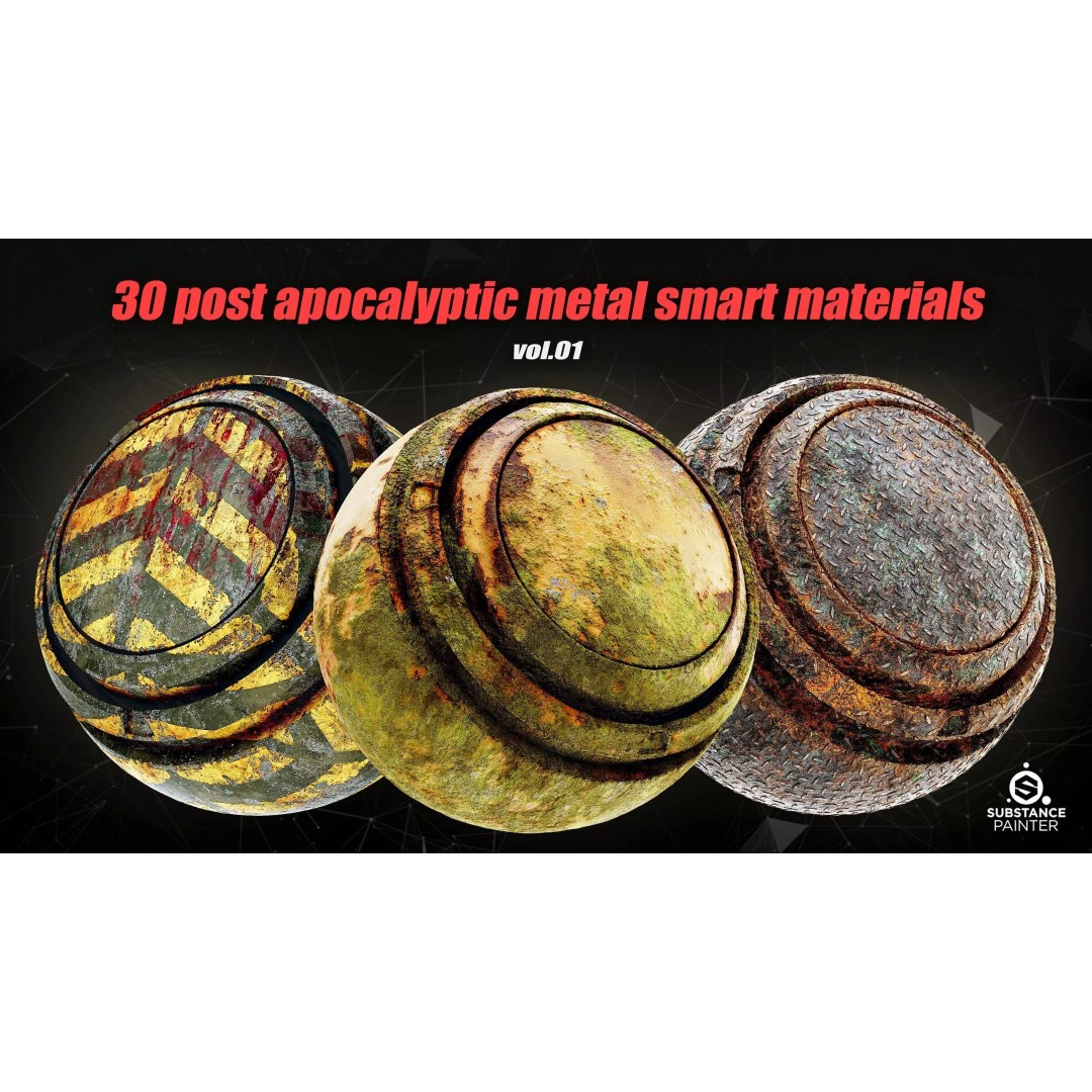 Post Apocalyptic Metal Smart Materials 3D Model – PBR Textures for Substance Painter - View 2