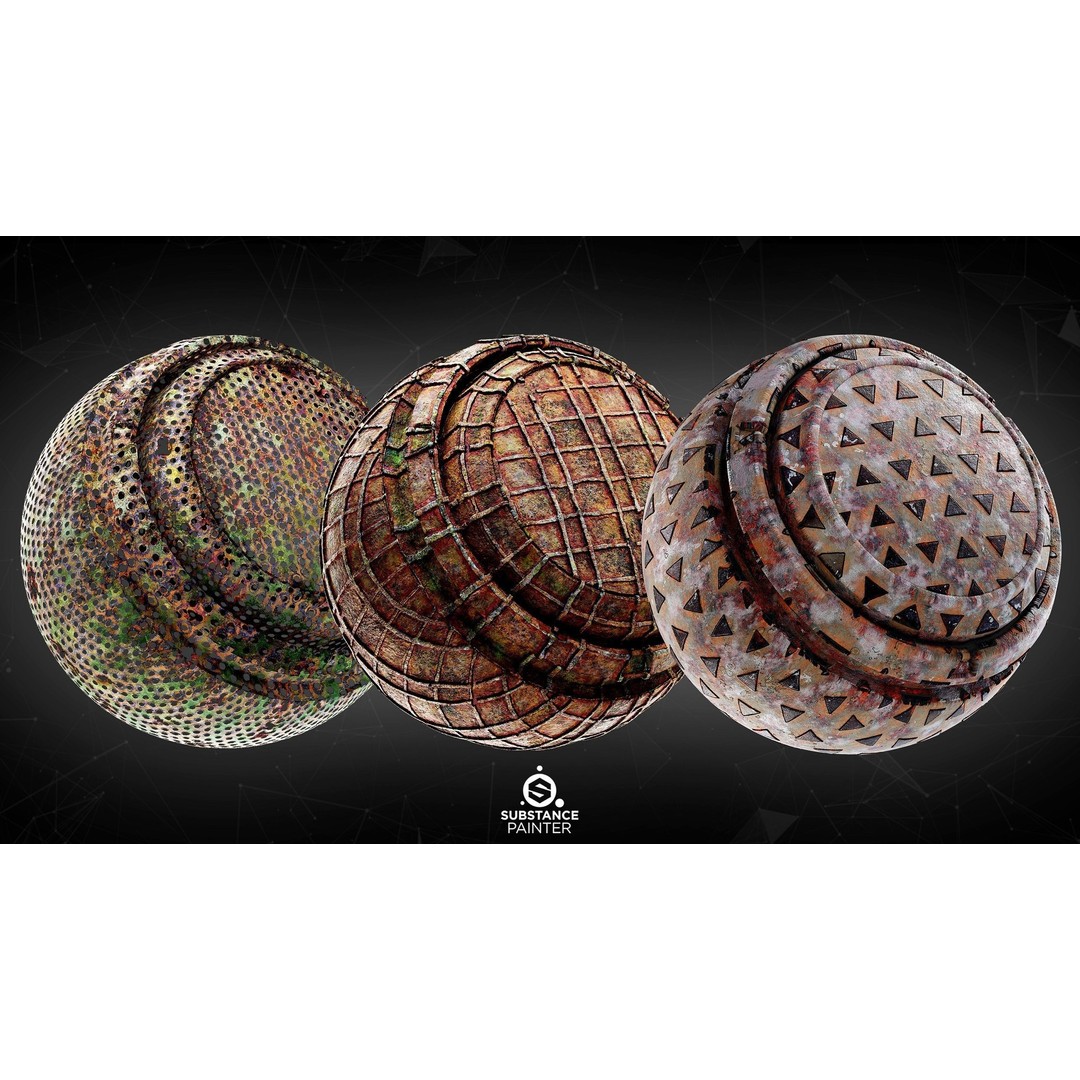 Post Apocalyptic Metal Smart Materials 3D Model – PBR Textures for Substance Painter - View 3