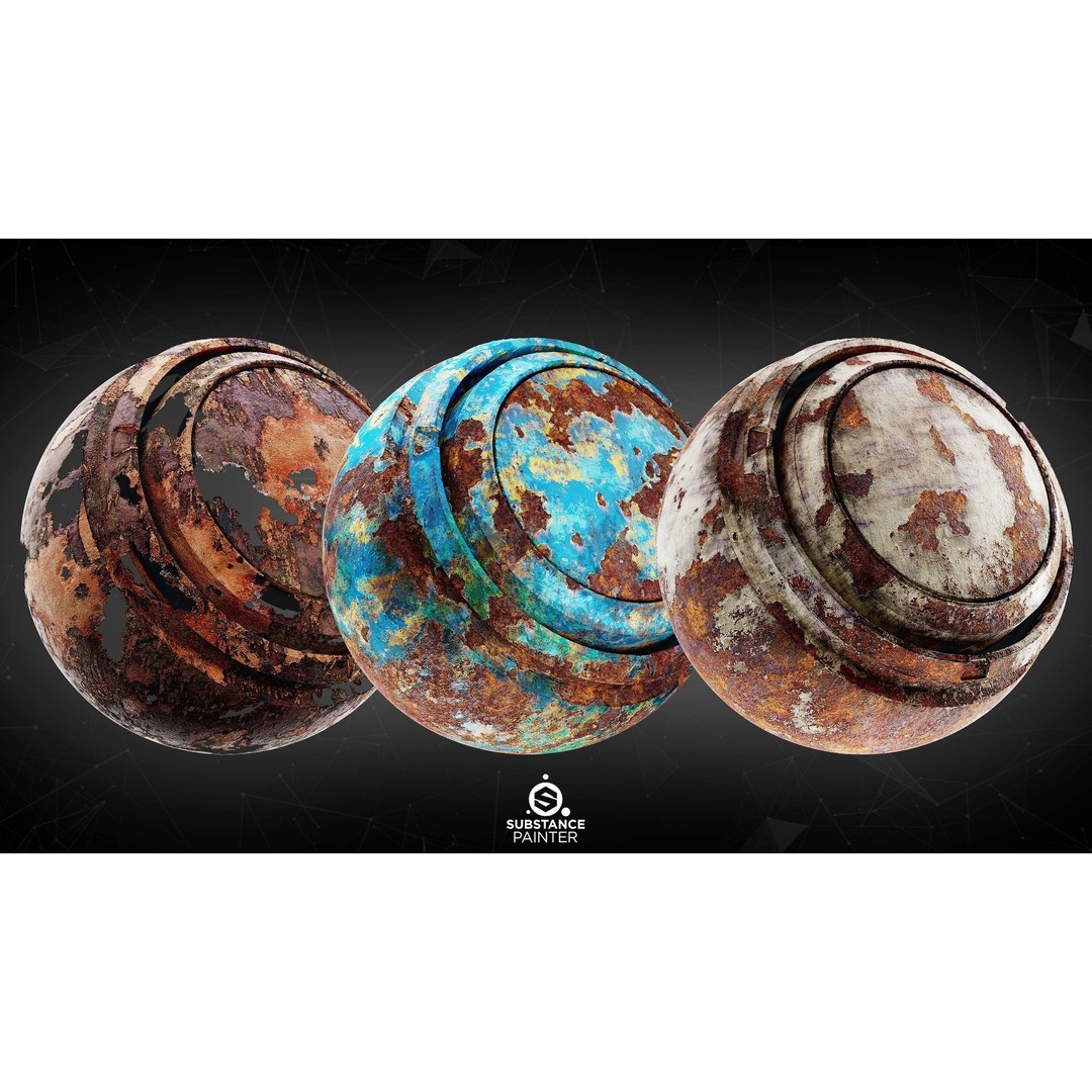 Post Apocalyptic Metal Smart Materials 3D Model – PBR Textures for Substance Painter - View 6