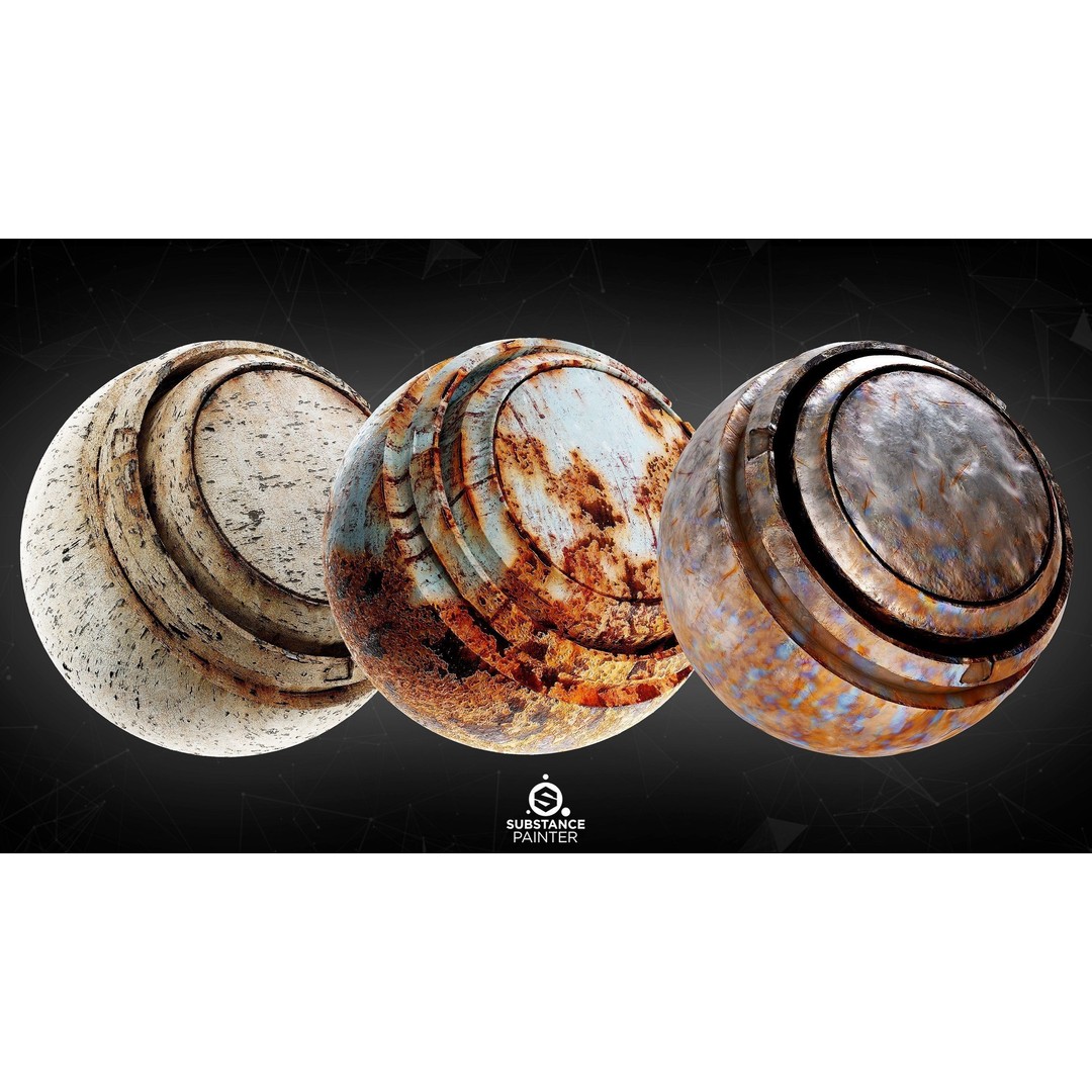 Post Apocalyptic Metal Smart Materials 3D Model – PBR Textures for Substance Painter - View 8