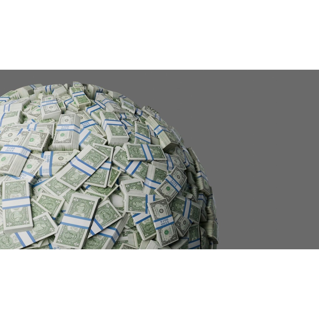 US 1 Dollar Pile 3D Model – Seamless PBR Material Texture, FBX