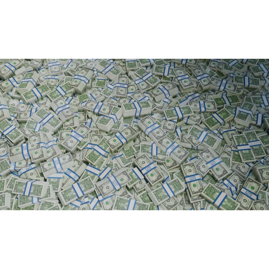 US 1 Dollar Pile 3D Model – Seamless PBR Material Texture, FBX - View 4