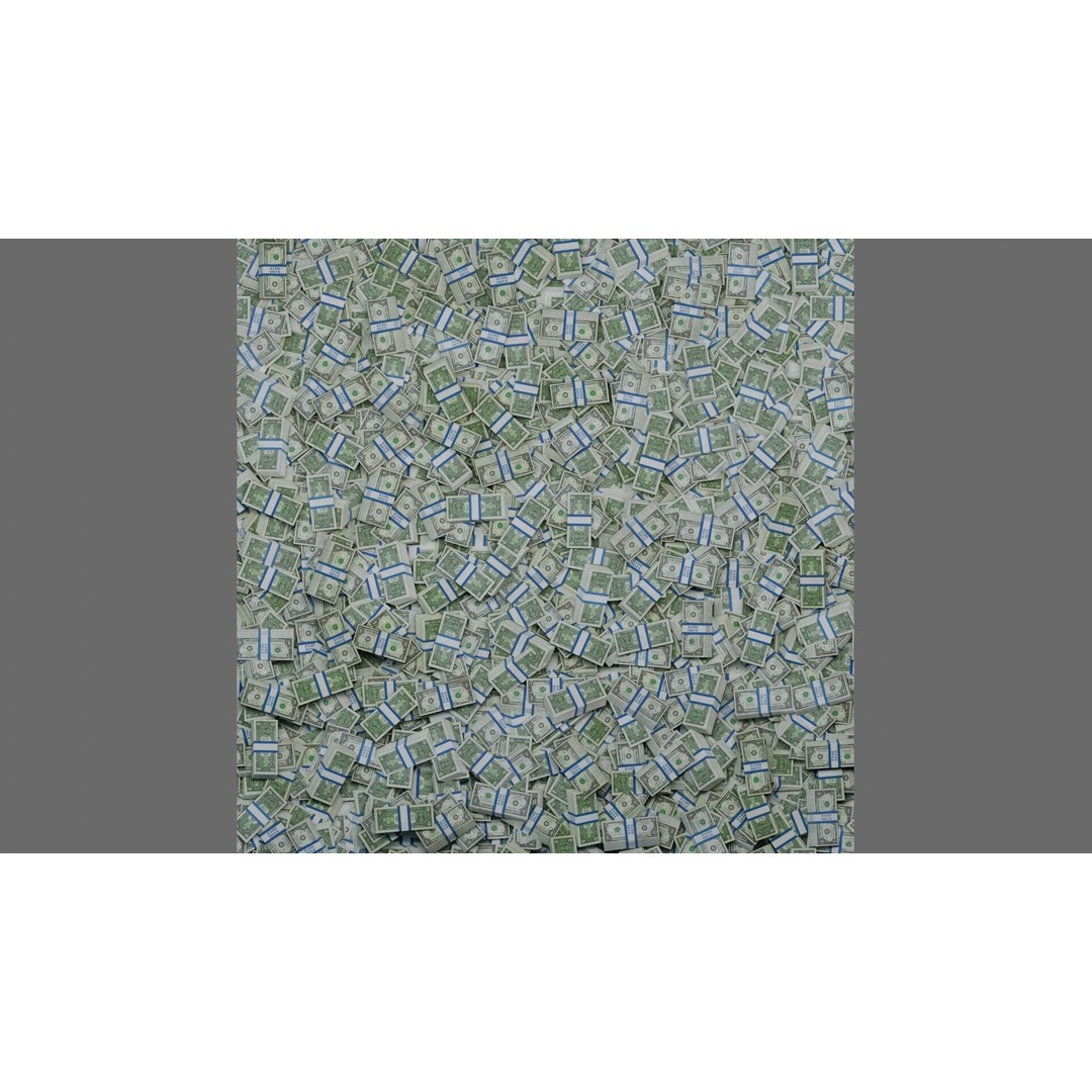US 1 Dollar Pile 3D Model – Seamless PBR Material Texture, FBX - View 6