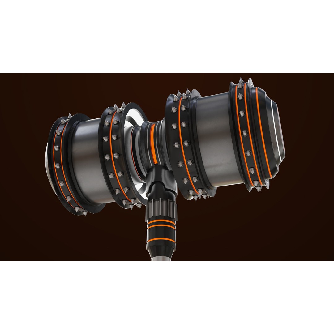 Sci Fi Battle Hammer 3D Model – Low Poly Game Asset, PBR Textures Included - View 12