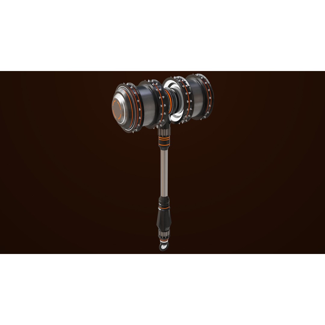 Sci Fi Battle Hammer 3D Model – Low Poly Game Asset, PBR Textures Included - View 18
