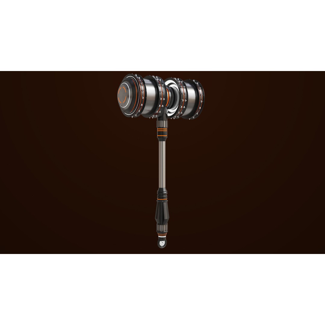 Sci Fi Battle Hammer 3D Model – Low Poly Game Asset, PBR Textures Included - View 21