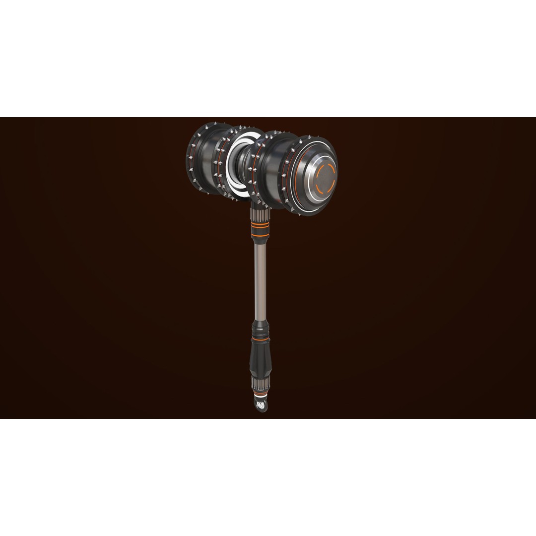 Sci Fi Battle Hammer 3D Model – Low Poly Game Asset, PBR Textures Included - View 22