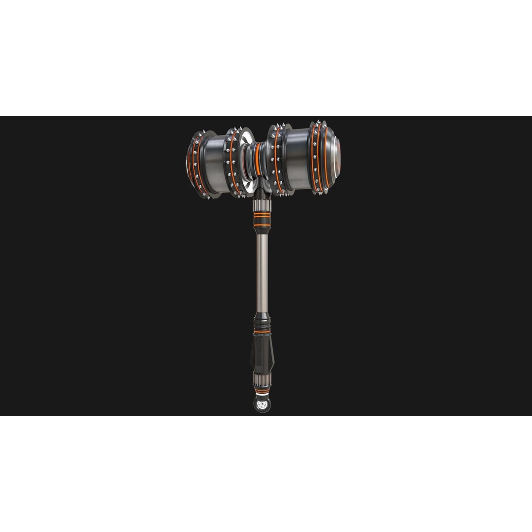 Sci Fi Battle Hammer 3D Model – Low Poly Game Asset, PBR Textures Included - View 3