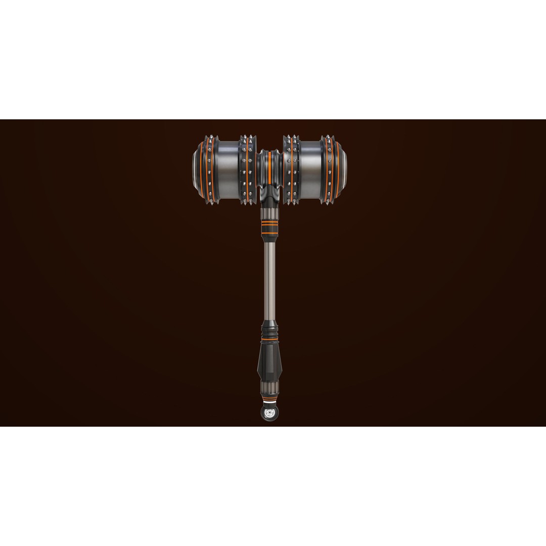 Sci Fi Battle Hammer 3D Model – Low Poly Game Asset, PBR Textures Included - View 4