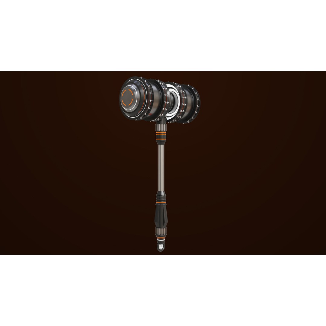 Sci Fi Battle Hammer 3D Model – Low Poly Game Asset, PBR Textures Included - View 5