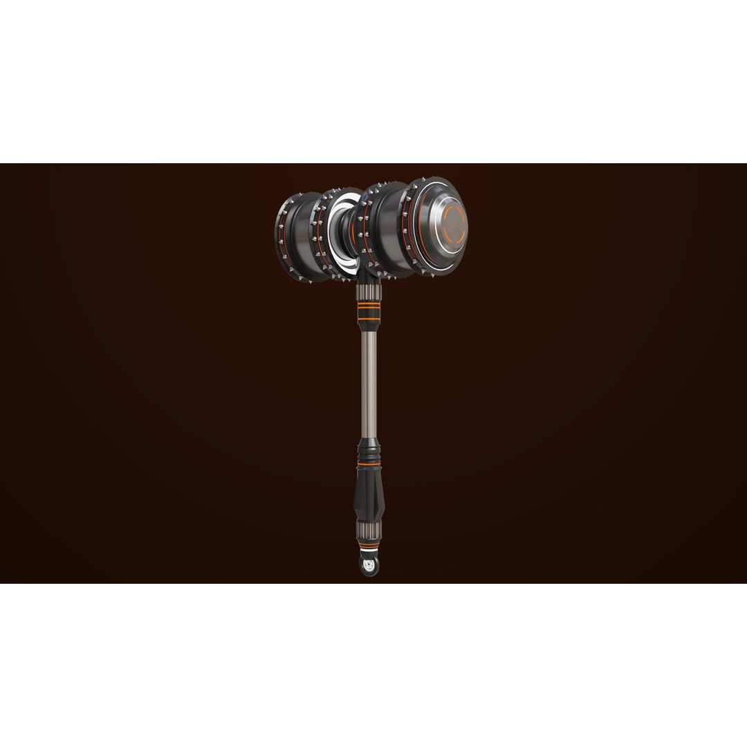 Sci Fi Battle Hammer 3D Model – Low Poly Game Asset, PBR Textures Included - View 6