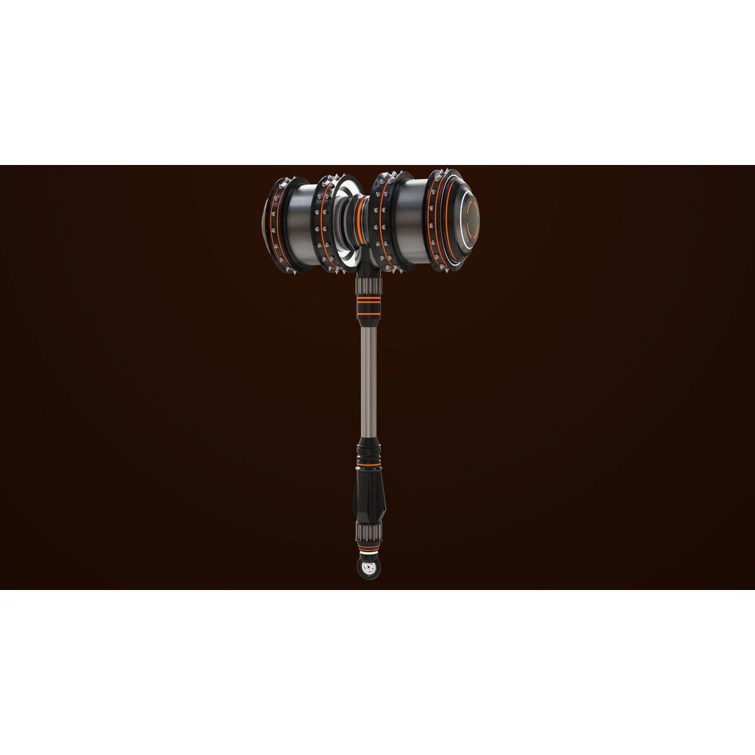 Sci Fi Battle Hammer 3D Model – Low Poly Game Asset, PBR Textures Included - View 7
