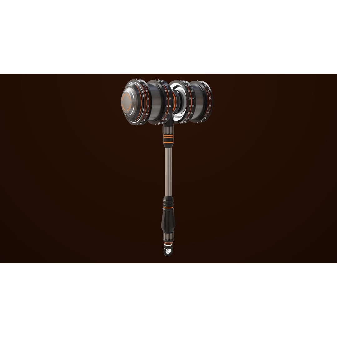 Sci Fi Battle Hammer 3D Model – Low Poly Game Asset, PBR Textures Included - View 8