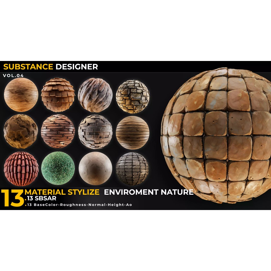 Stylized Nature Texture 3D Model – PBR Materials Pack, 4K PNG - View 2
