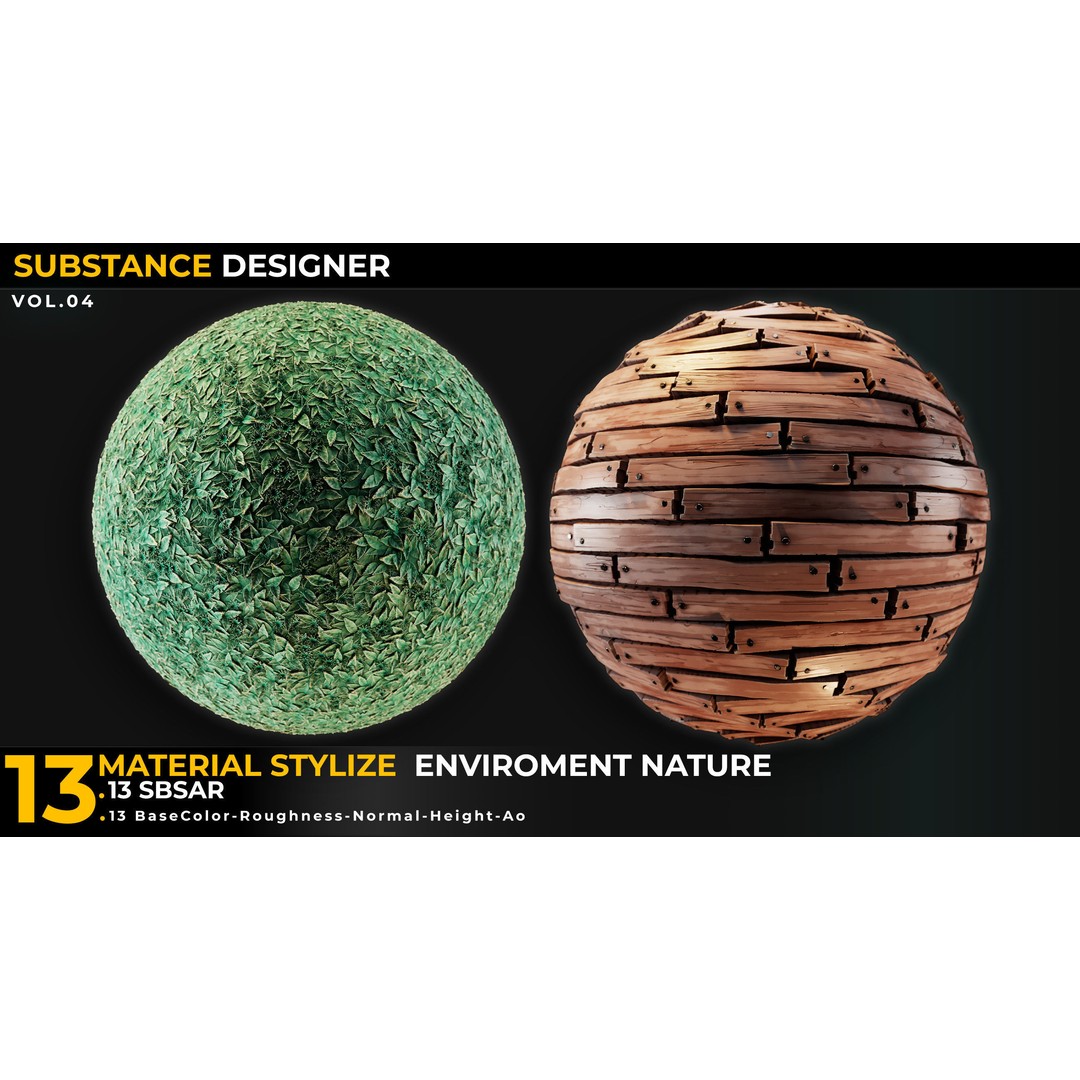 Stylized Nature Texture 3D Model – PBR Materials Pack, 4K PNG - View 5