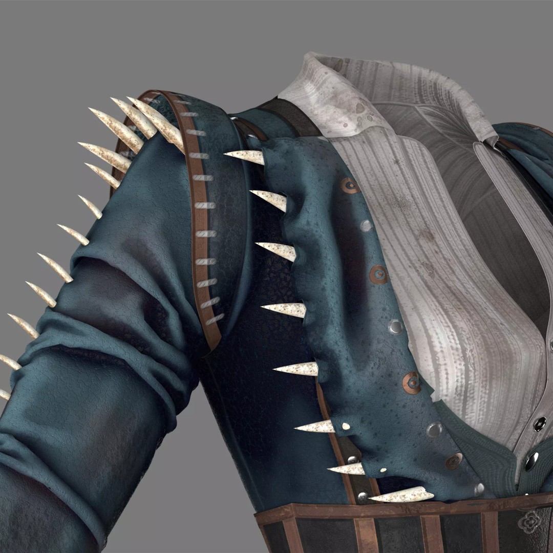 Monster Slayer Jacket 3D Model – High Poly PBR Outfit, FBX/OBJ
