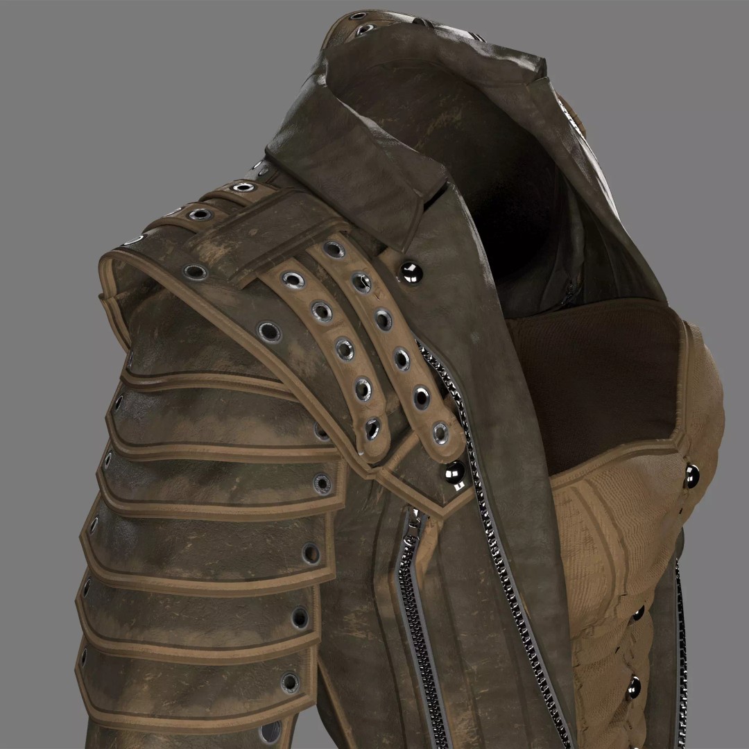 Monster Slayer Jacket 3D Model – High Poly PBR Outfit, FBX/OBJ - View 12
