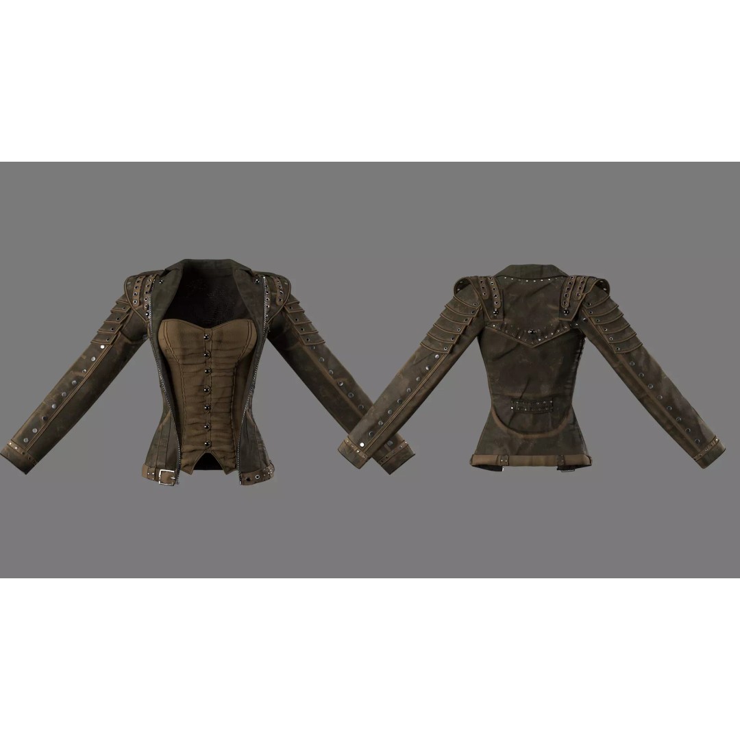 Monster Slayer Jacket 3D Model – High Poly PBR Outfit, FBX/OBJ - View 5