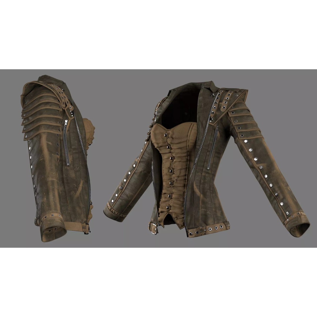 Monster Slayer Jacket 3D Model – High Poly PBR Outfit, FBX/OBJ - View 6