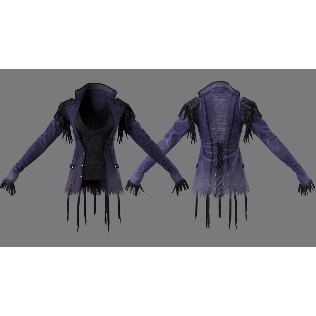 Monster Slayer Jacket 3D Model – High Poly PBR Outfit, FBX/OBJ - View 7