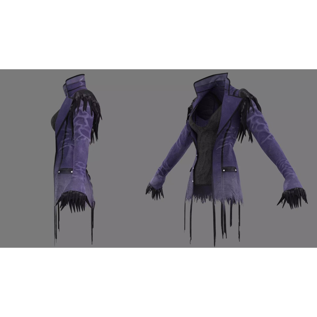 Monster Slayer Jacket 3D Model – High Poly PBR Outfit, FBX/OBJ - View 8