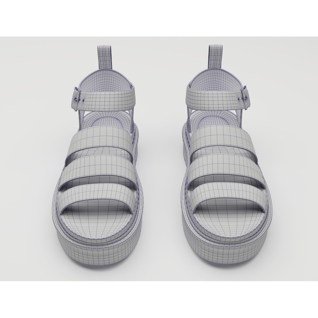 Strap Sandals 3D Model – Low Poly Game-Ready Footwear, FBX & Blender