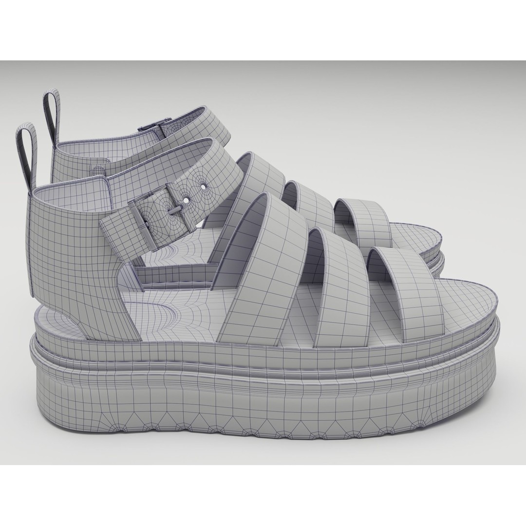 Strap Sandals 3D Model – Low Poly Game-Ready Footwear, FBX & Blender - View 12
