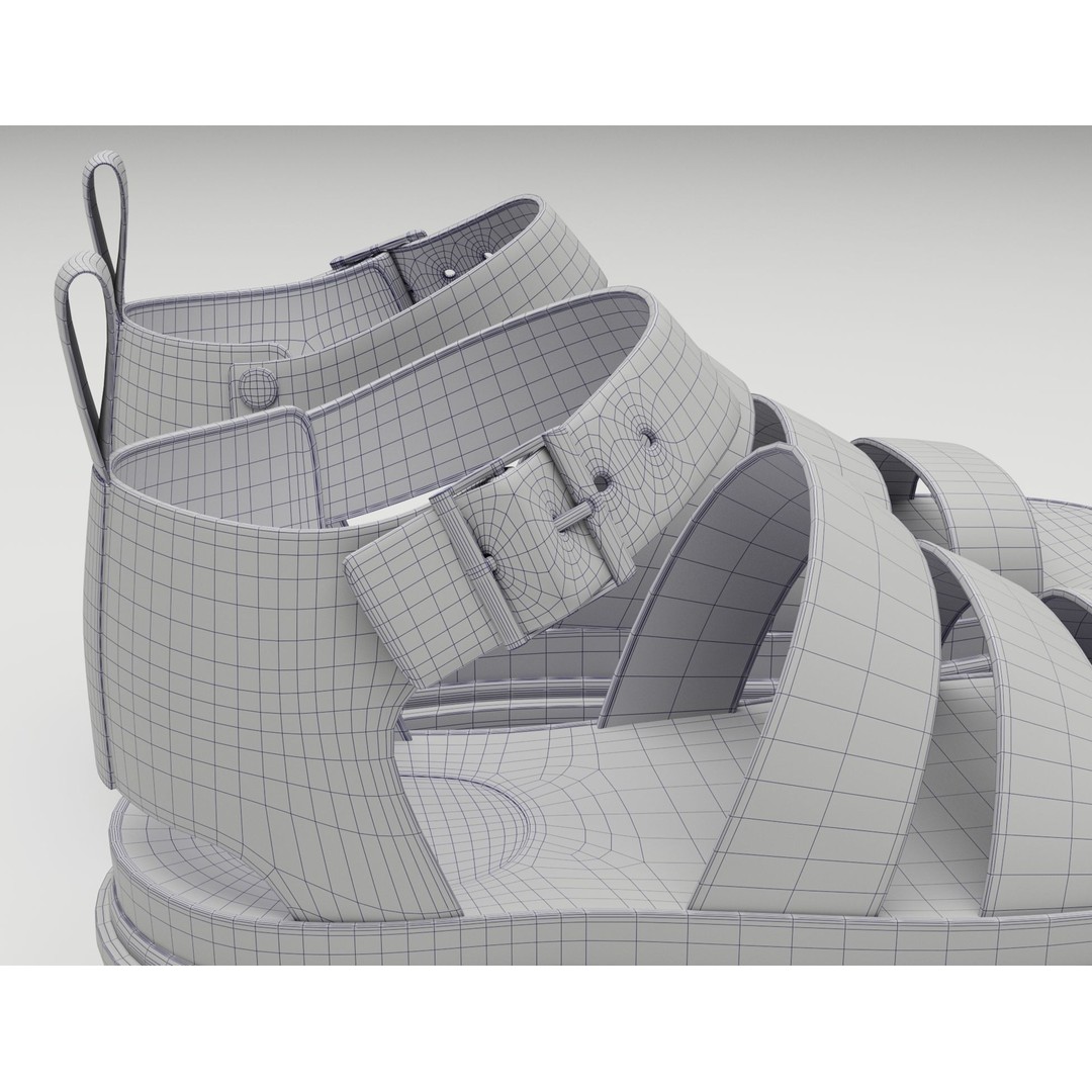 Strap Sandals 3D Model – Low Poly Game-Ready Footwear, FBX & Blender - View 13