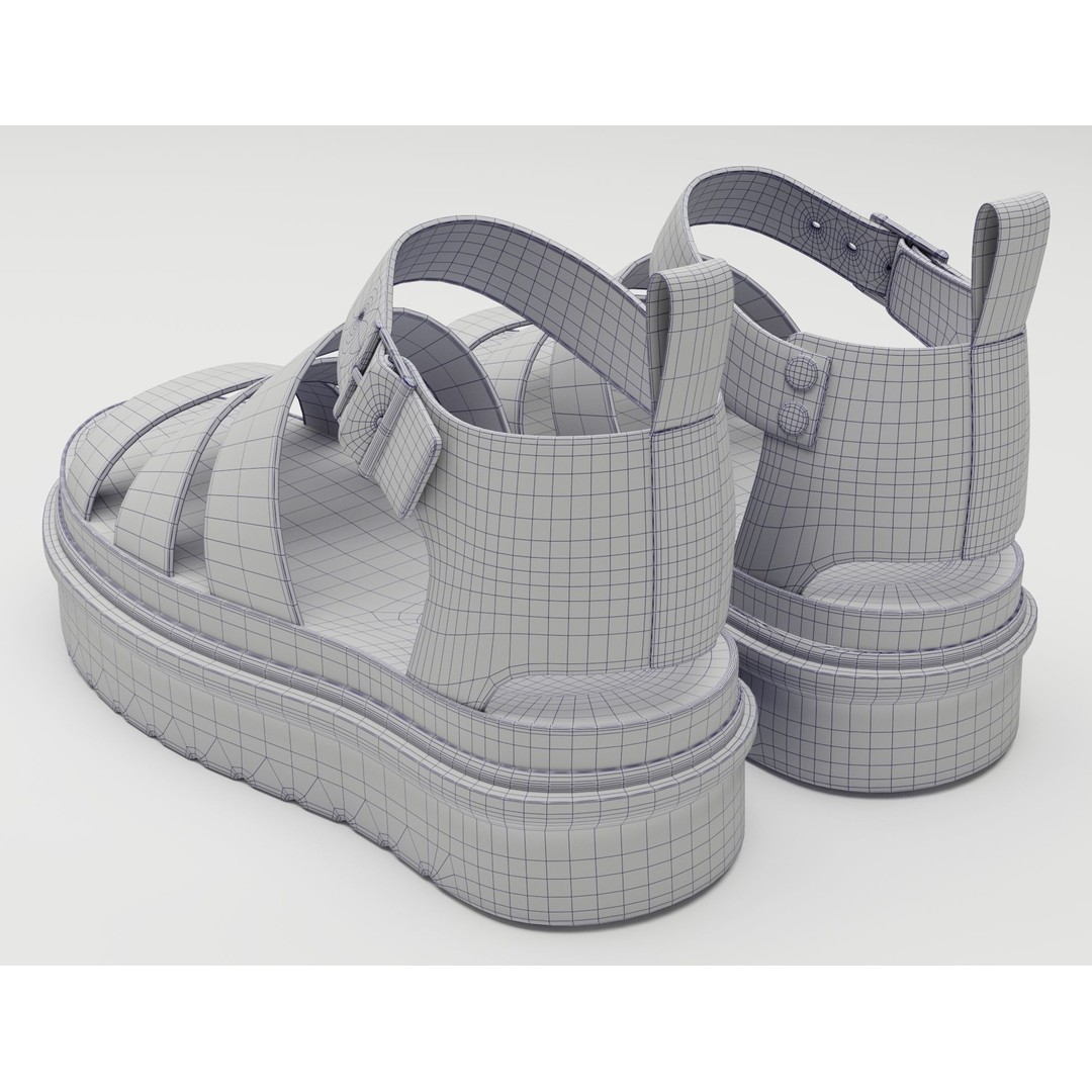 Strap Sandals 3D Model – Low Poly Game-Ready Footwear, FBX & Blender - View 16