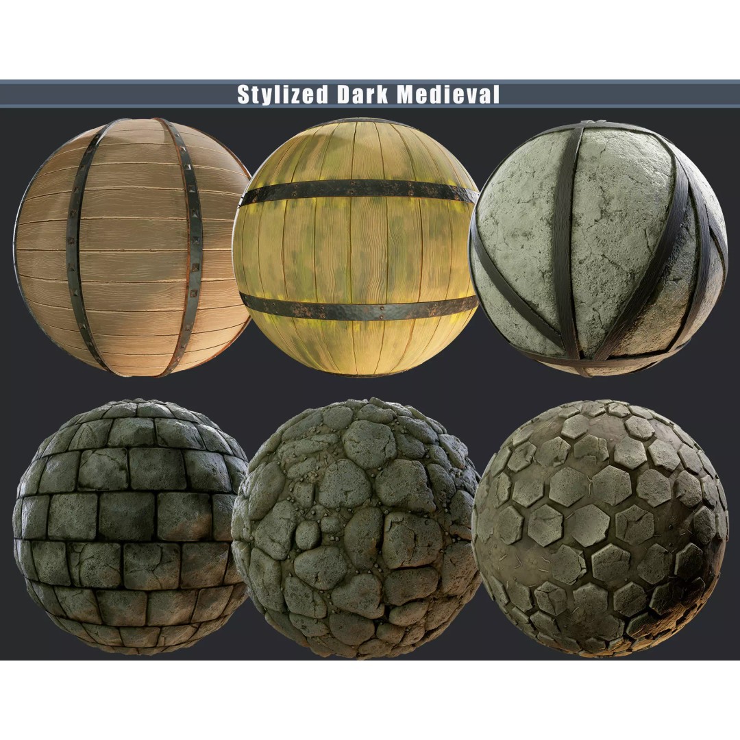 Stylized Medieval Texture Pack 3D Model – PBR Textures for Games - View 2