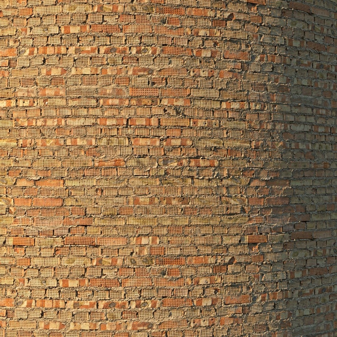 Brick Wall 3D Model – Scanned PBR Texture, 8K Resolution - View 3