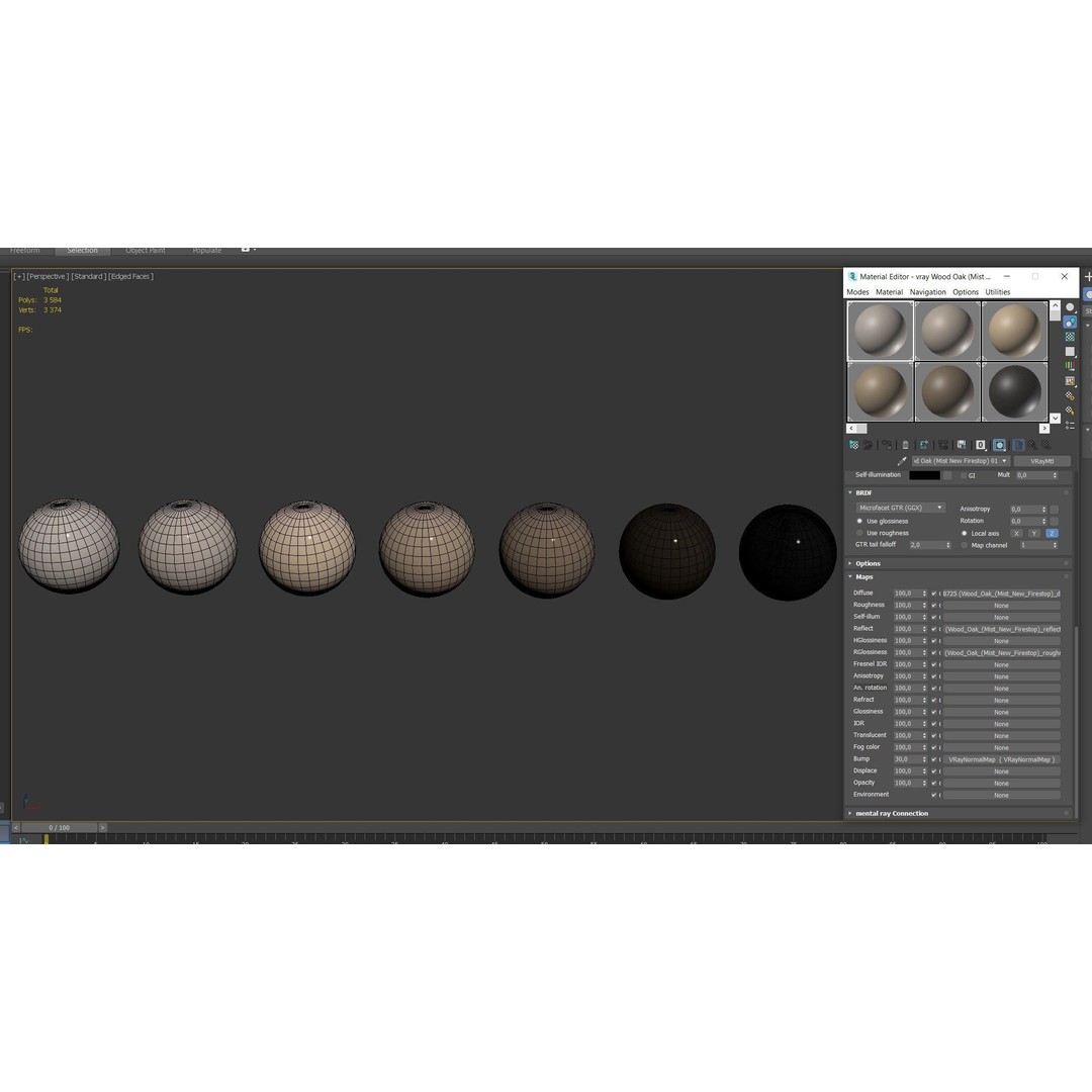 Oak Wood Material 3D Model – Seamless Textures, PBR Formats
