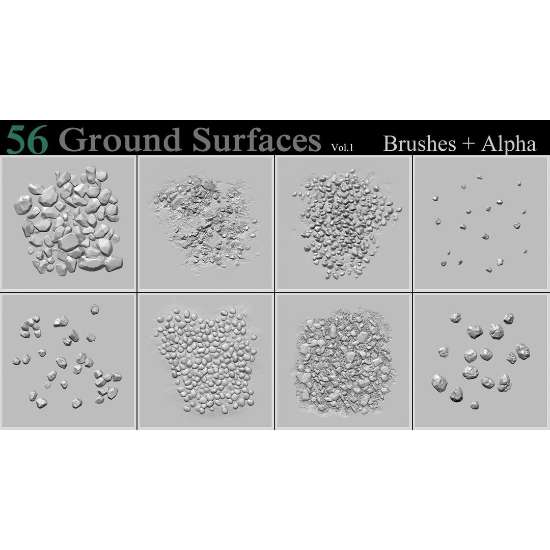 Ground Surfaces 3D Model – High-Res Texture Brushes for ZBrush - View 10