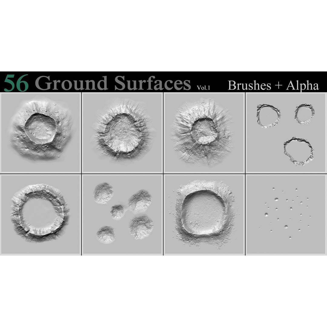 Ground Surfaces 3D Model – High-Res Texture Brushes for ZBrush - View 12