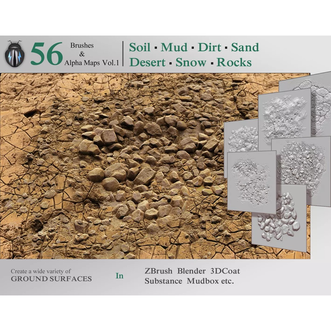 Ground Surfaces 3D Model – High-Res Texture Brushes for ZBrush - View 2