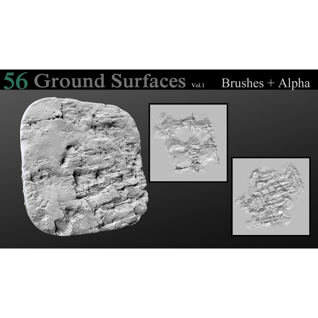 Ground Surfaces 3D Model – High-Res Texture Brushes for ZBrush - View 5