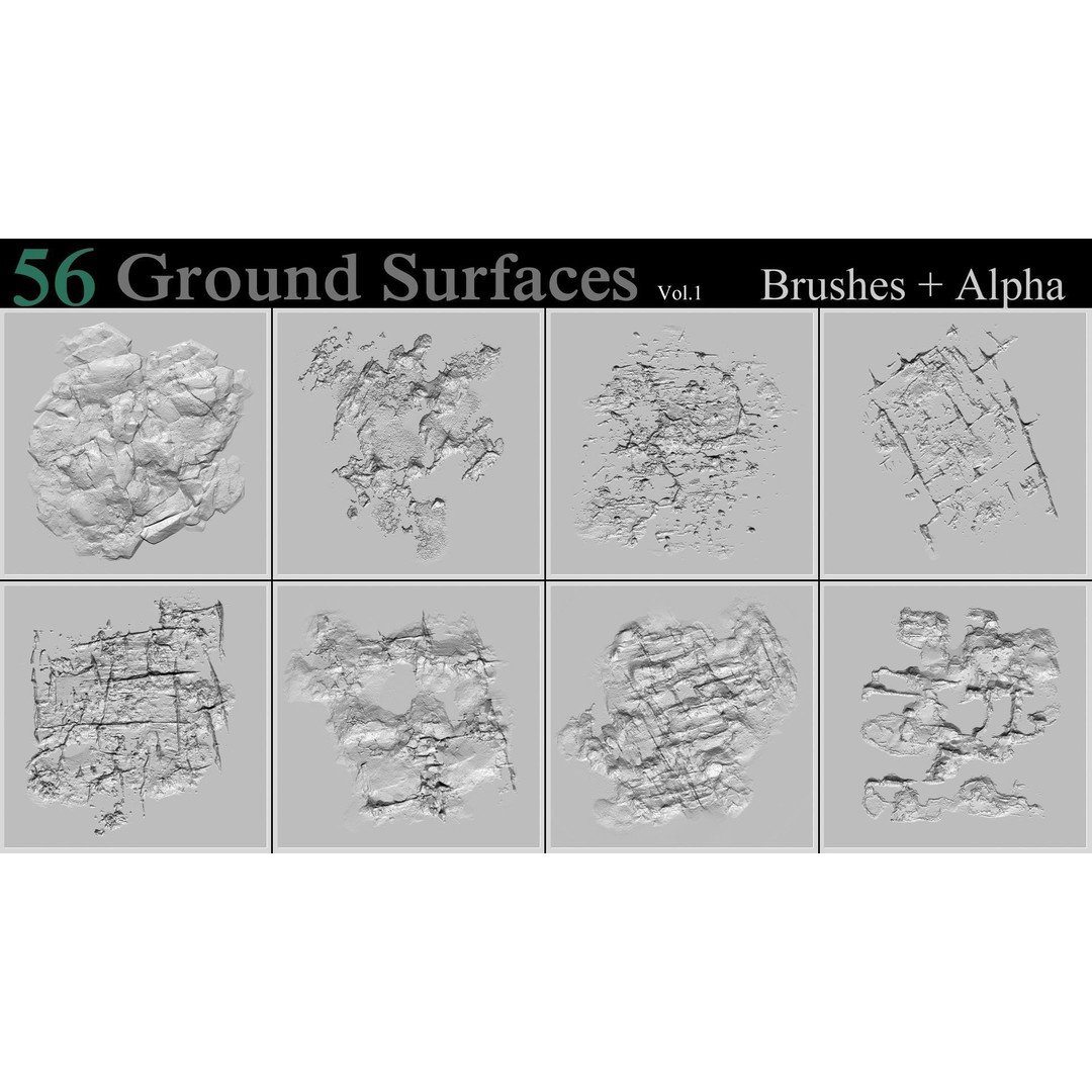 Ground Surfaces 3D Model – High-Res Texture Brushes for ZBrush - View 9