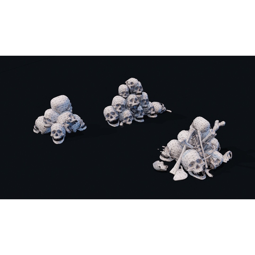 Skulls Pile 3D Model – Low Poly PBR Asset for Digital Art