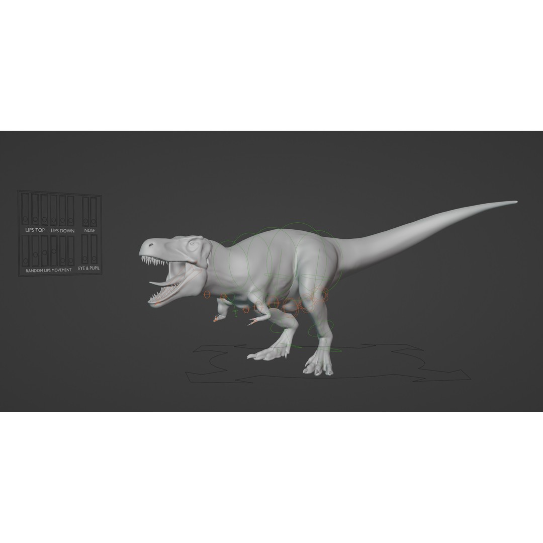 Tyrannosaurus Rex 3D Model – Low Poly Rigged Dinosaur Asset, FBX, OBJ - View 14