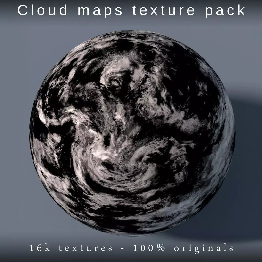Cloud Map Pack 3D Model – Low Poly 16K Textures for Space - View 2