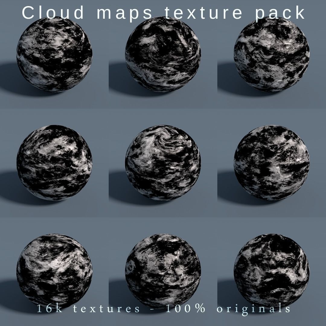 Cloud Map Pack 3D Model – Low Poly 16K Textures for Space - View 3