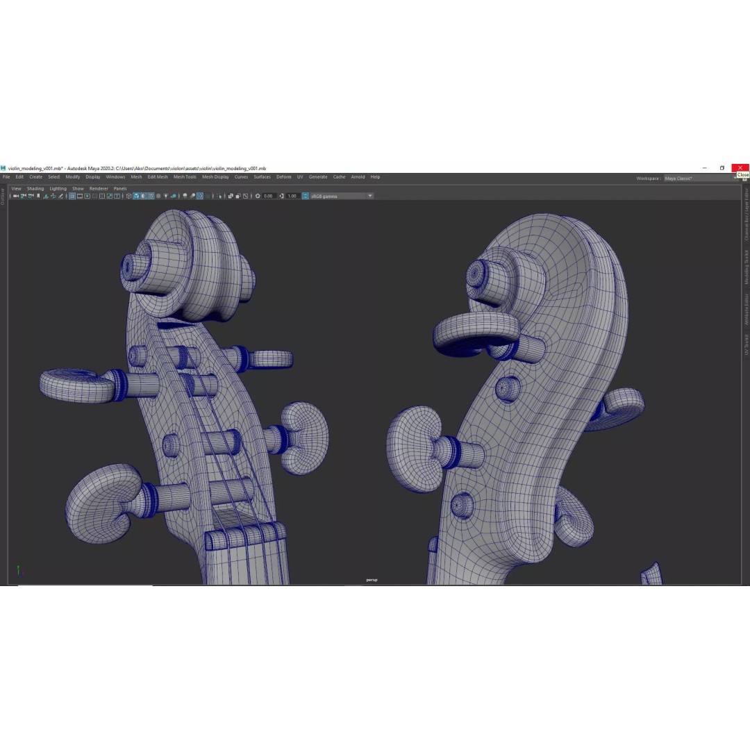 Violin 3D Model – High Quality PBR Textures, FBX & OBJ Formats - View 15
