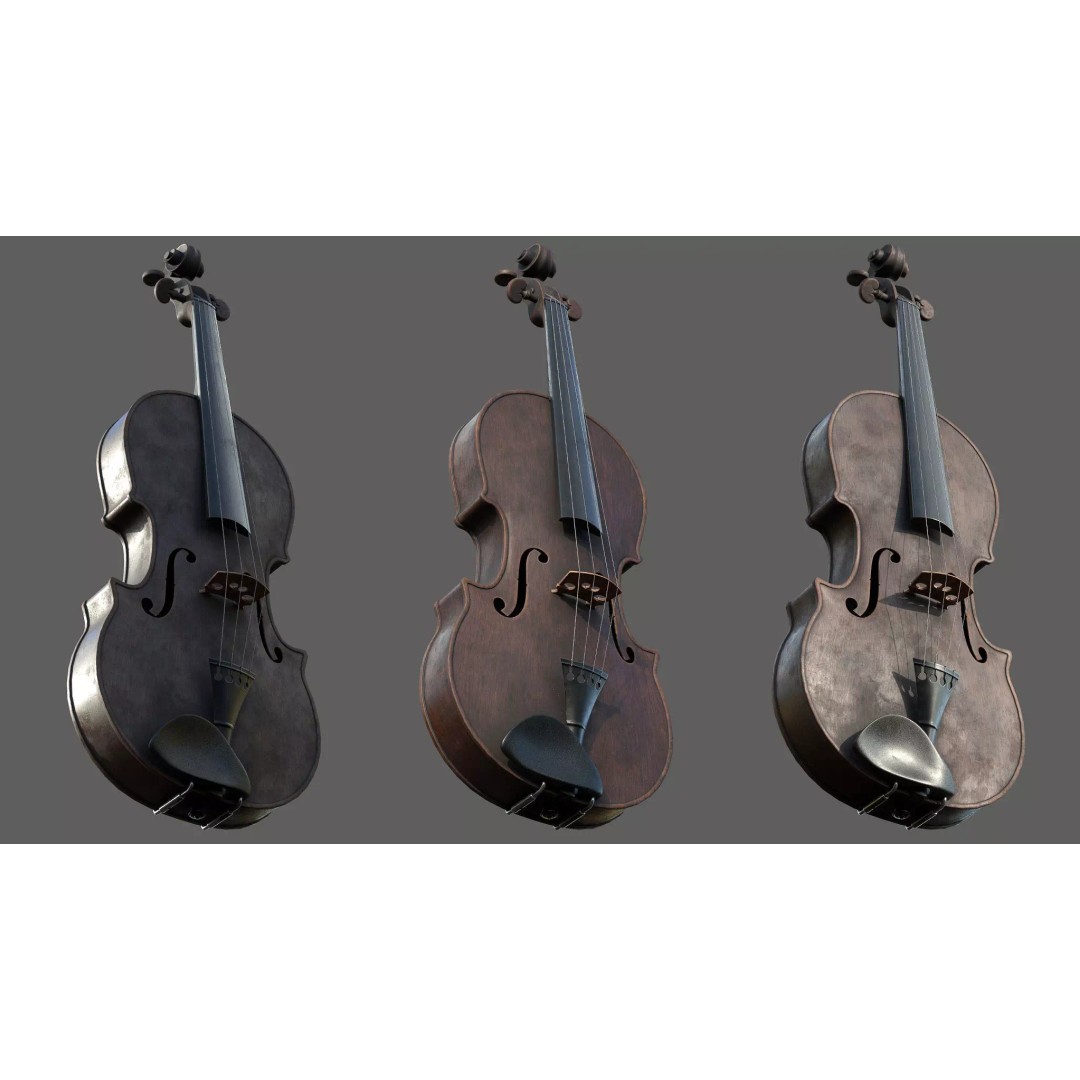 Violin 3D Model – High Quality PBR Textures, FBX & OBJ Formats - View 6