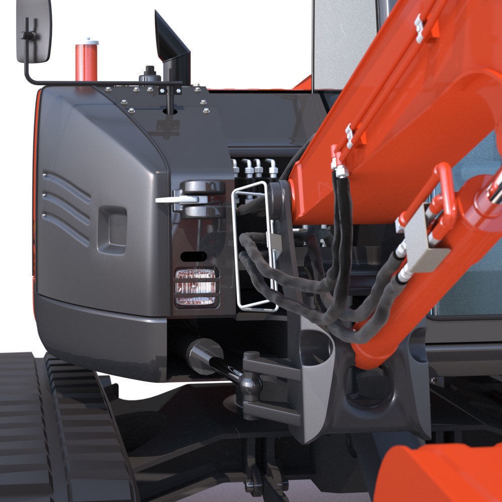 Hitachi ZX85USB Compact Excavator 3D Model – High Poly PBR Asset, FBX