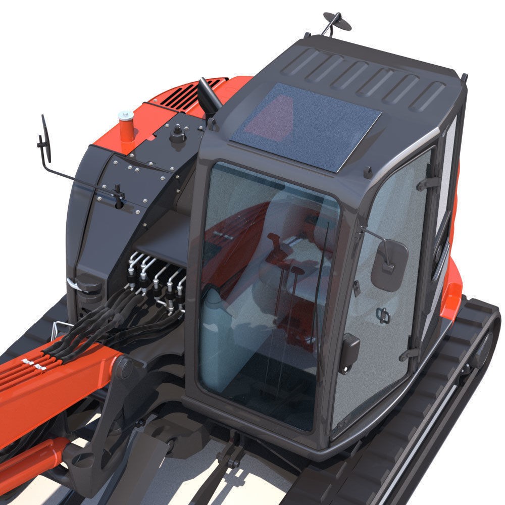 Hitachi ZX85USB Compact Excavator 3D Model – High Poly PBR Asset, FBX - View 11