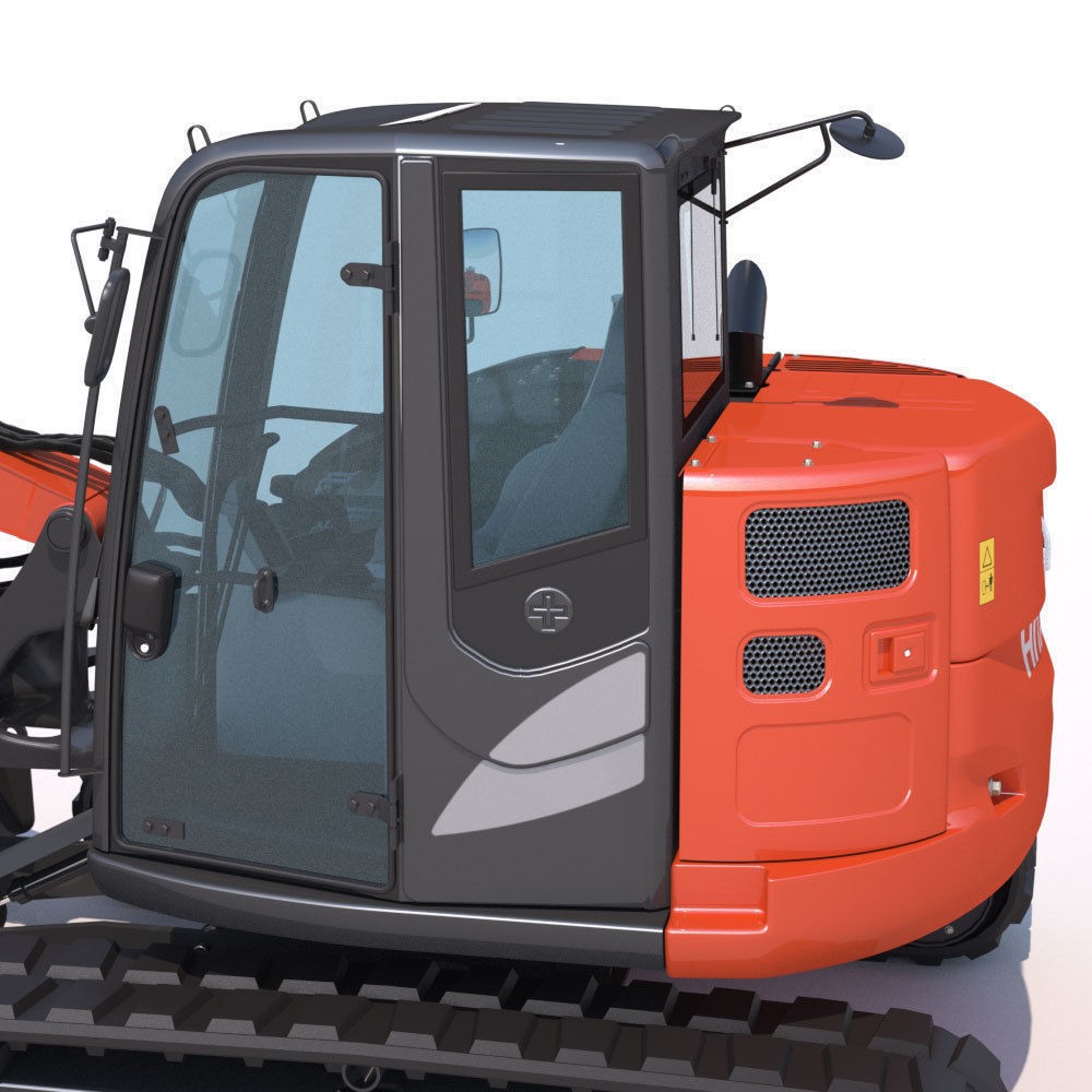 Hitachi ZX85USB Compact Excavator 3D Model – High Poly PBR Asset, FBX - View 12
