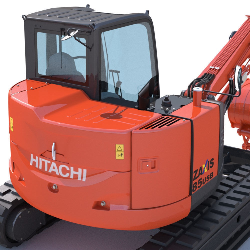 Hitachi ZX85USB Compact Excavator 3D Model – High Poly PBR Asset, FBX - View 13