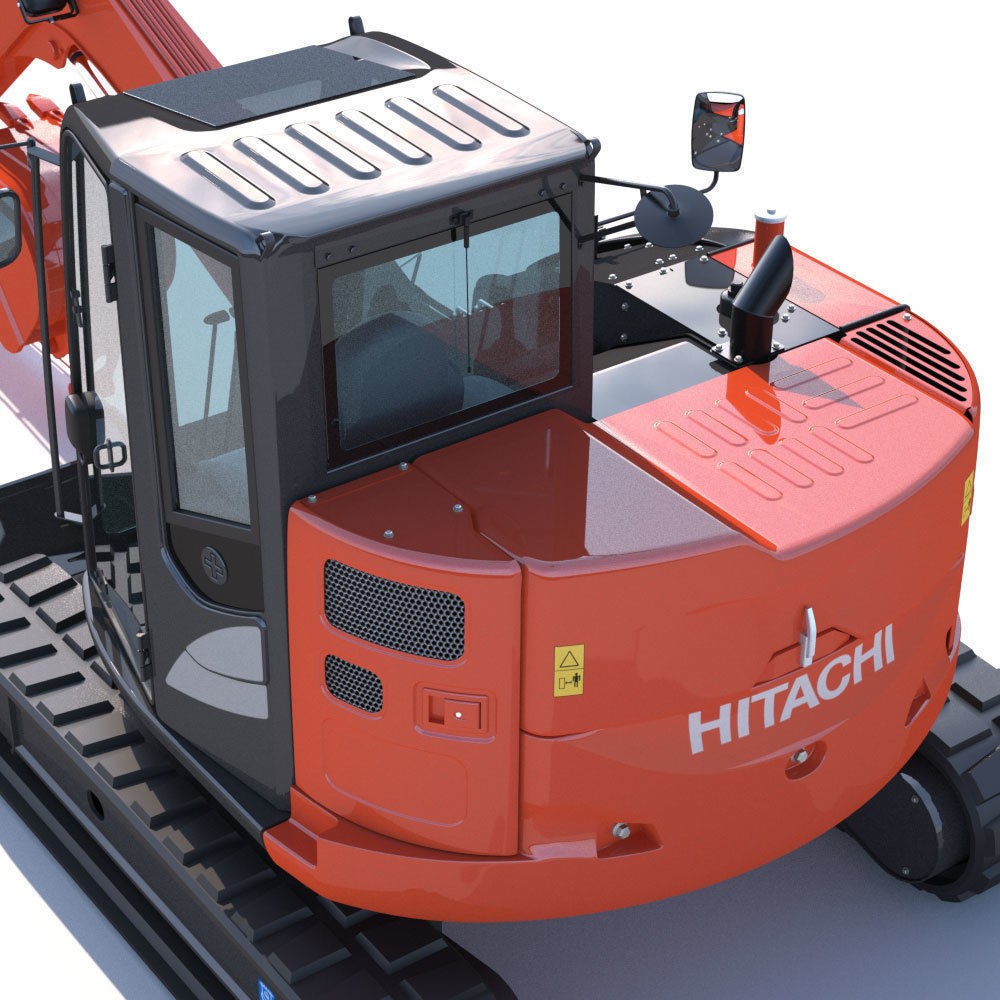 Hitachi ZX85USB Compact Excavator 3D Model – High Poly PBR Asset, FBX - View 14