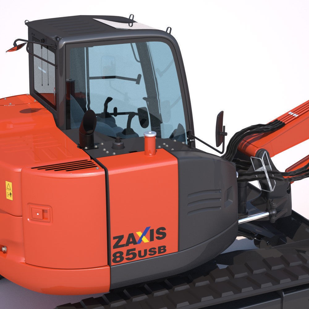 Hitachi ZX85USB Compact Excavator 3D Model – High Poly PBR Asset, FBX - View 15