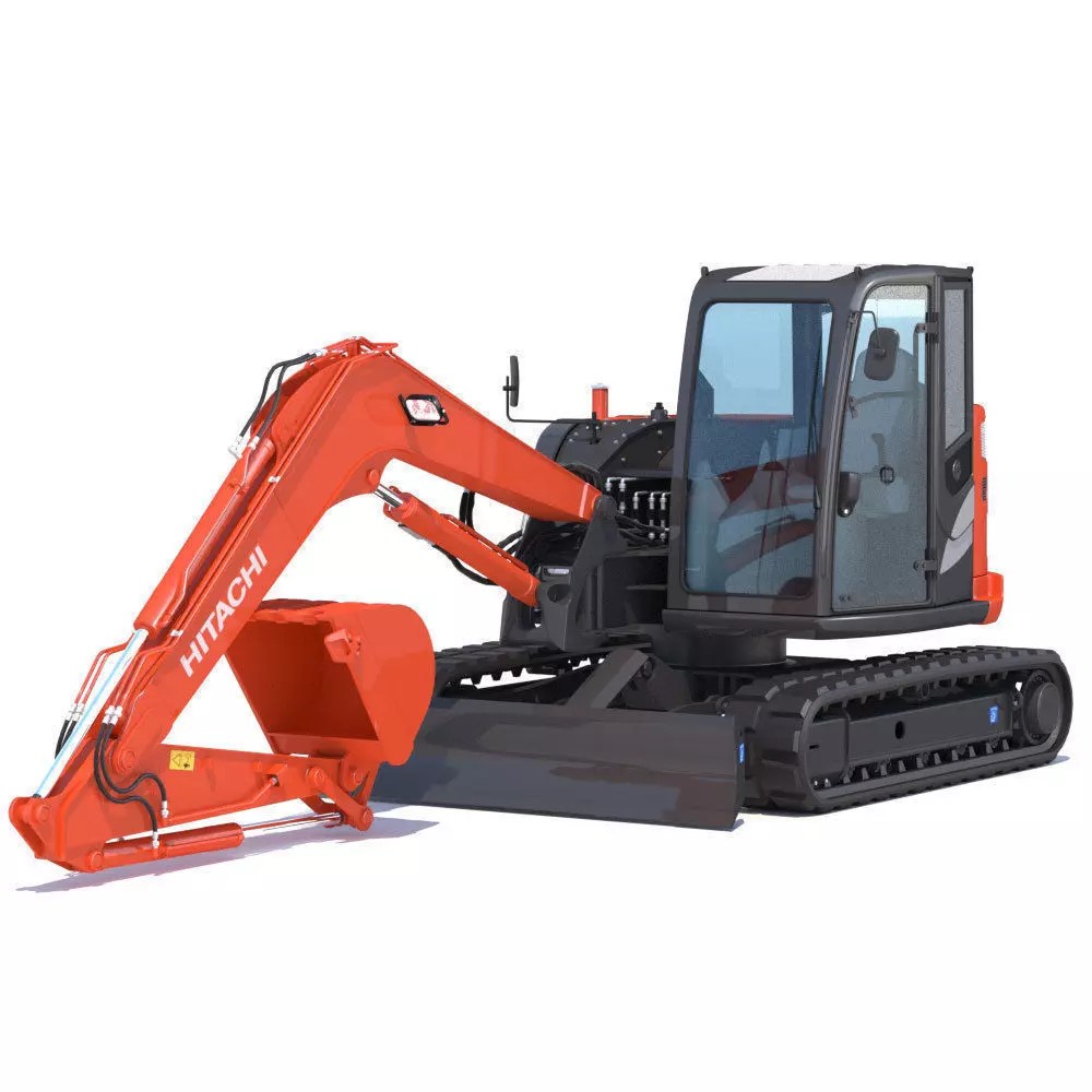 Hitachi ZX85USB Compact Excavator 3D Model – High Poly PBR Asset, FBX - View 2